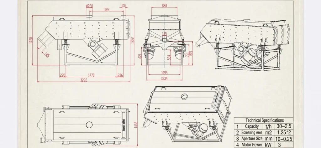 Linear Vibrating Screen Specifications