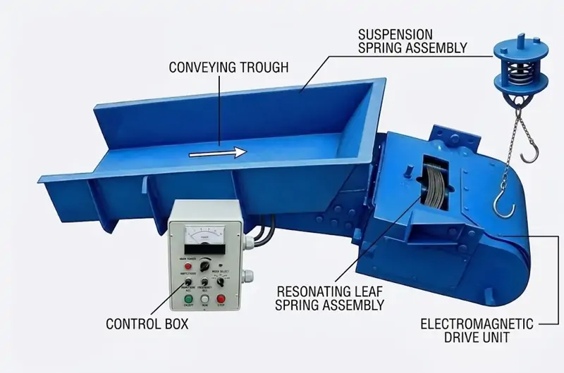 Hauptkomponenten des elektromagnetischen Vibrationsaufgebers