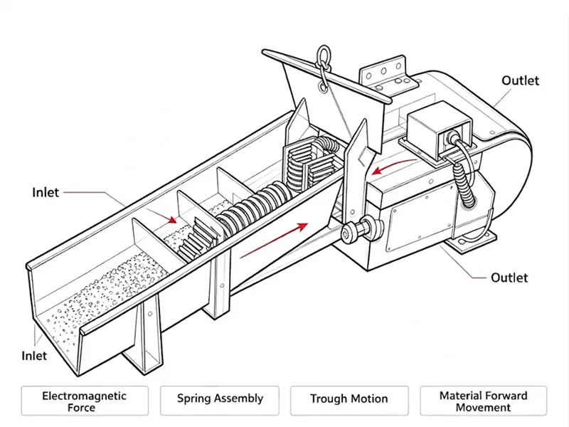 Funktionsprinzip des elektromagnetischen Vibrationsaufgebers