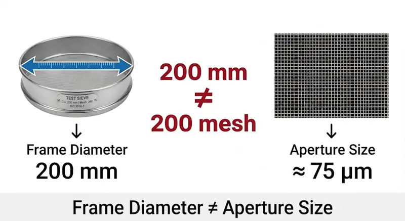 200 mm vs 200 mesh